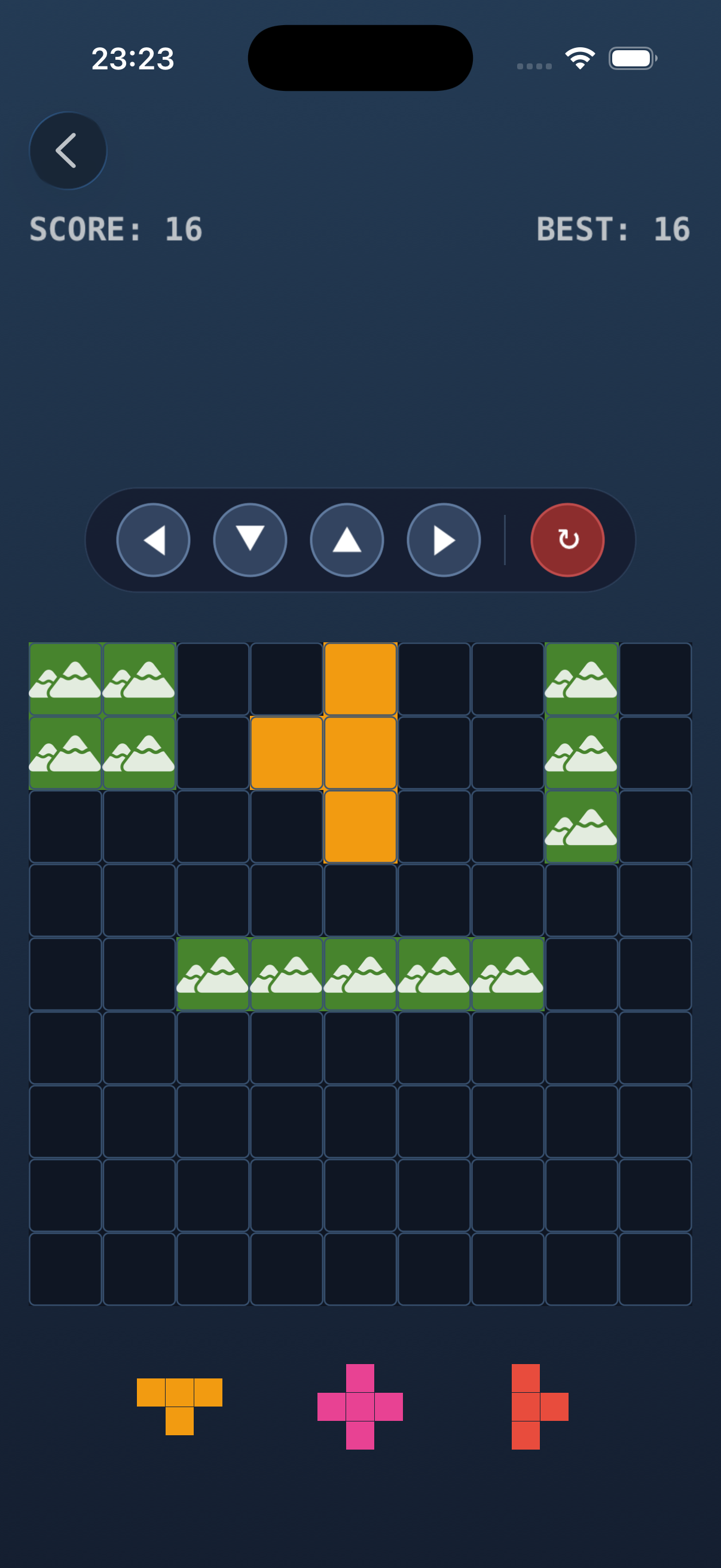BlockDropable score screen showing completed run results