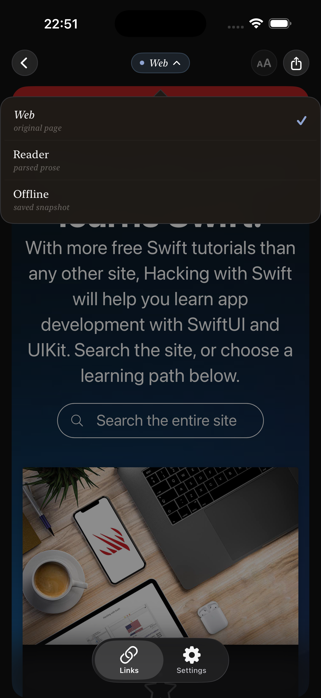 Linkable iPhone screenshot showing display modes