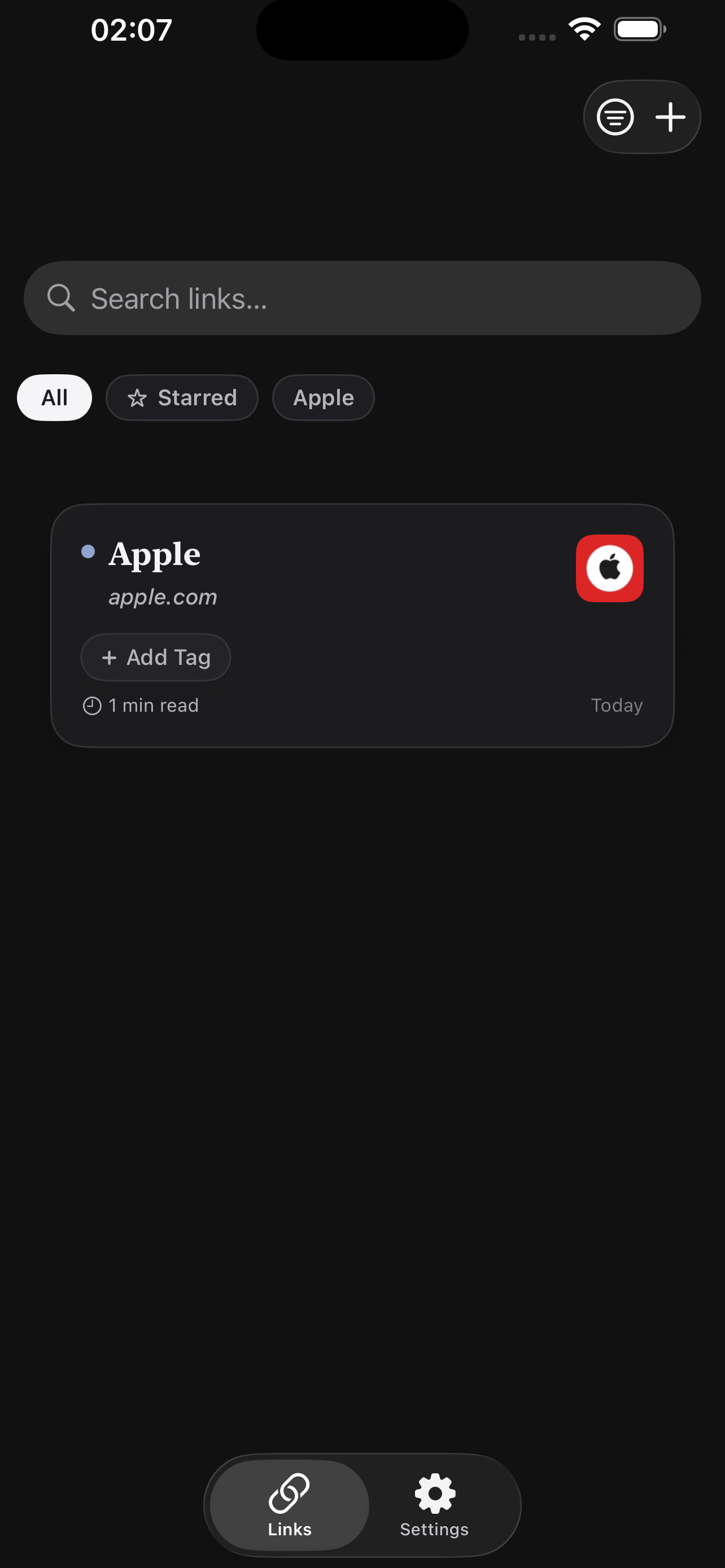 Linkable app save screen